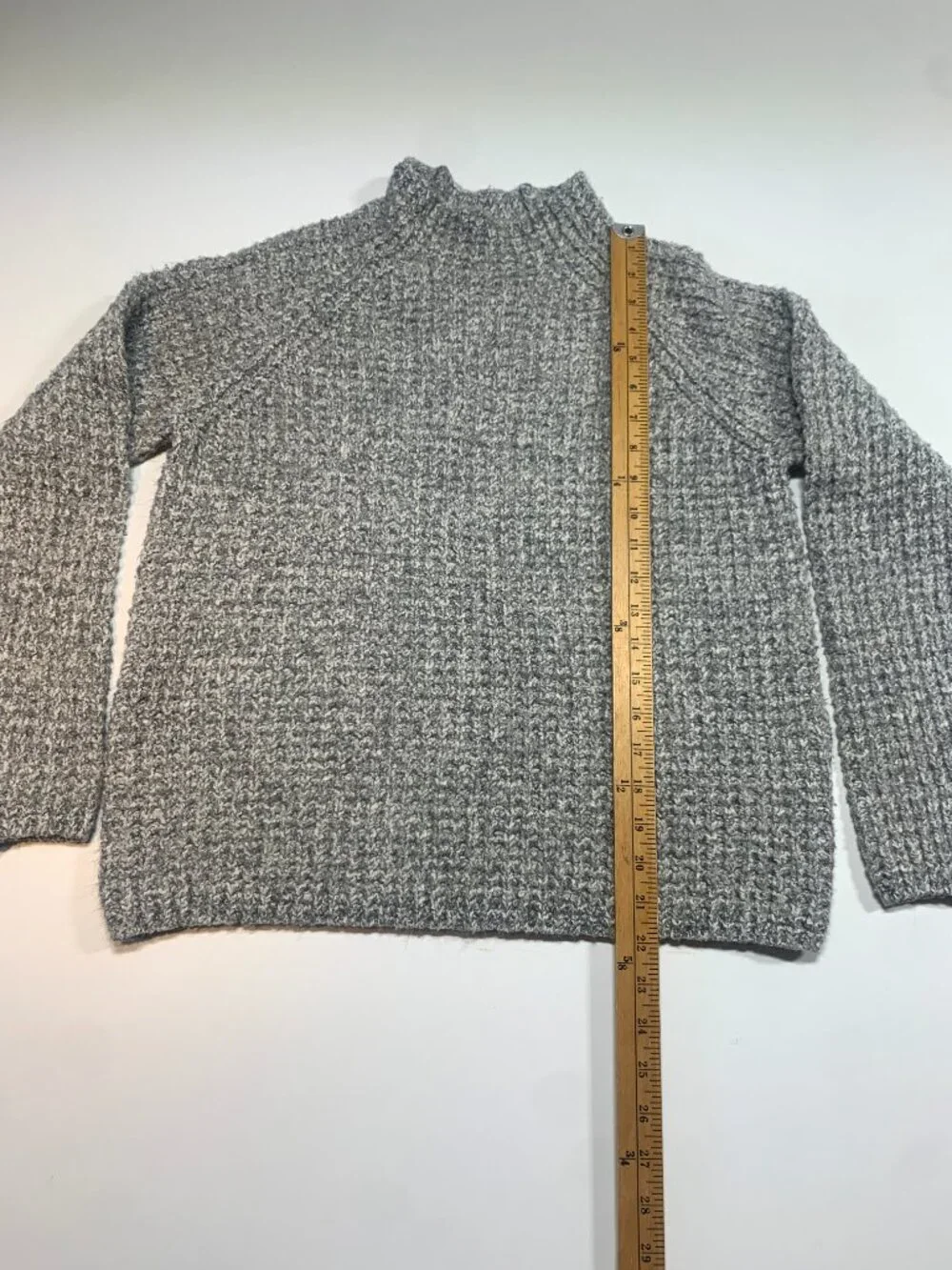 Denver Hayes Cozy Knit Mock Neck Sweater Grey Textured Pullover Size L - Picture 3 of 10